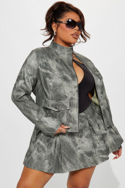 Lederjacke - Holzkohle/Kombo